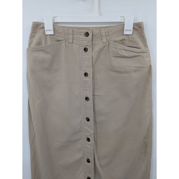 Vintage Y2K Button Up Mid Skirt Size 8 Minimalist Preppy Office Academia Neutral - Picture 5 of 8